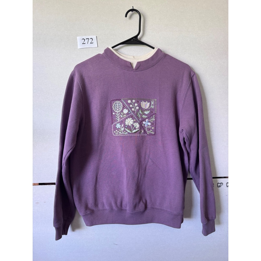 Baxter & Wells Purple Floral Embroidered Sweatshirt